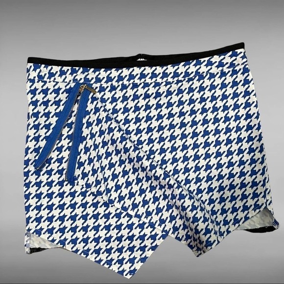 ABOW Hounds-tooth Zip Detail‎ Mini-Skirt-Blue and White - Picture 4 of 7